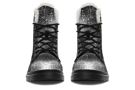 Constellation Winter Boots - Warm Micro-Suede Doc-Style Boots Lined with Vegan Wool