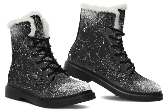 Constellation Winter Boots - Robust Winter Boots Durable Nylon Warm Lined Water Resistant Weatherproof Stylish Vibrant Print Lace-up
