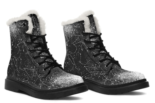 Constellation Winter Boots - Robust Winter Boots Durable Nylon Warm Lined Water Resistant Weatherproof Stylish Vibrant Print Lace-up