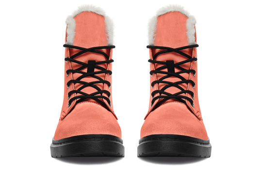 Coral Blush Winter Boots - Versatile Winter Footwear Lace-up Durable Nylon Warm Synthetic Wool Robust Weatherproof