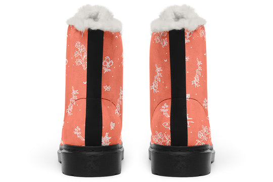 Coral Nightshade Winter Boots - Warm Micro-Suede Doc-Style Boots Lined with Vegan Wool