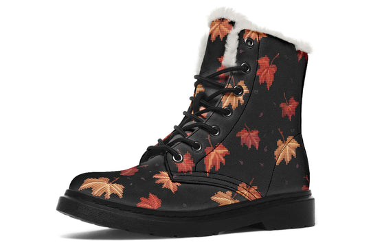 Cozy Autumn Winter Boots - Bright and Colorful Boots Durable Nylon Vibrant Print Lace-up Synthetic Wool