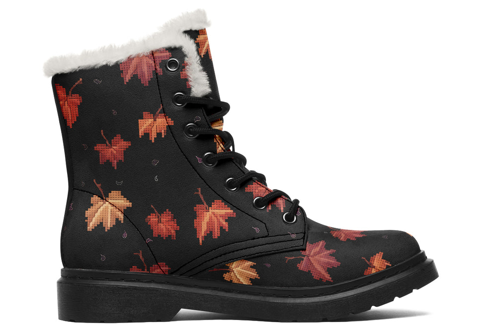 Cozy Autumn Winter Boots - Bright and Colorful Boots Durable Nylon Vibrant Print Lace-up Synthetic Wool