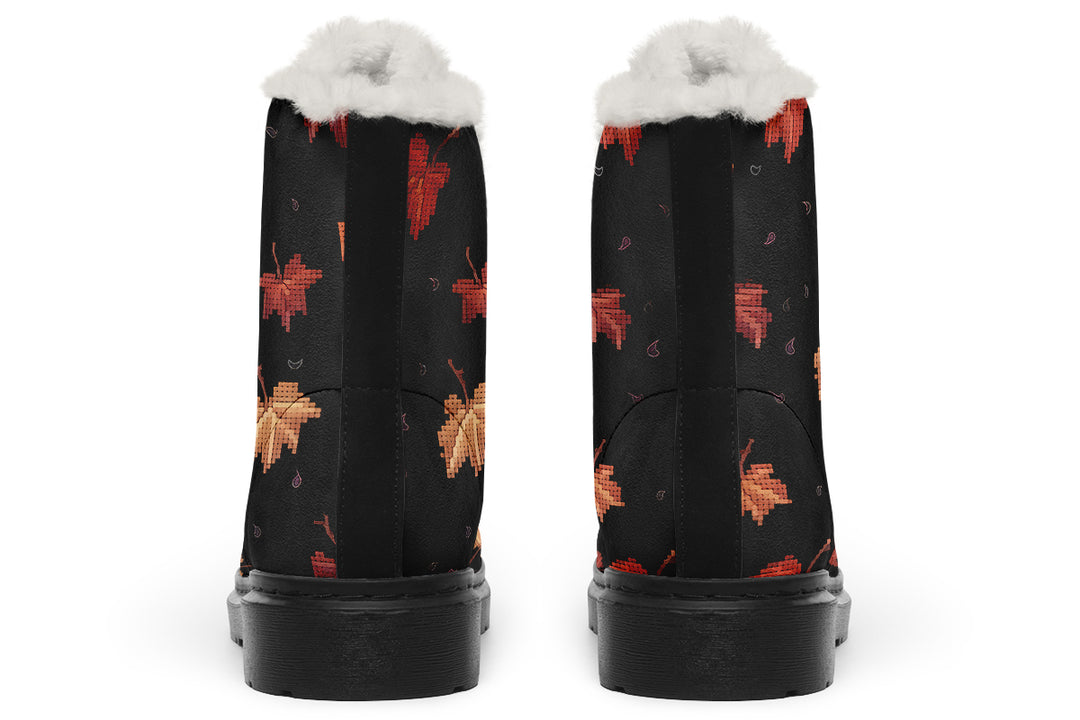 Cozy Autumn Winter Boots - Bright and Colorful Boots Durable Nylon Vibrant Print Lace-up Synthetic Wool