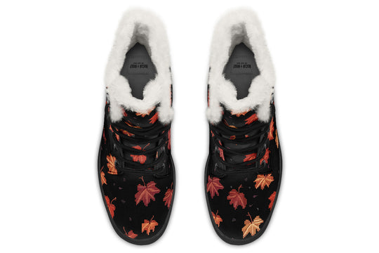 Cozy Autumn Winter Boots - Bright and Colorful Boots Durable Nylon Vibrant Print Lace-up Synthetic Wool