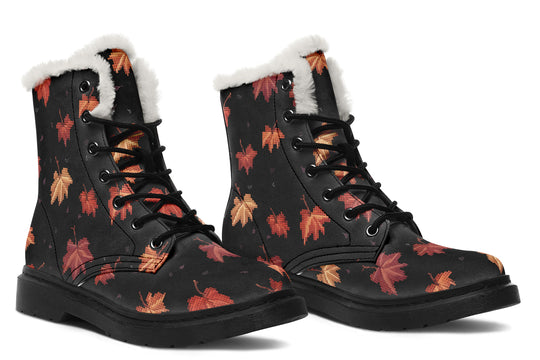 Cozy Autumn Winter Boots - Bright and Colorful Boots Durable Nylon Vibrant Print Lace-up Synthetic Wool