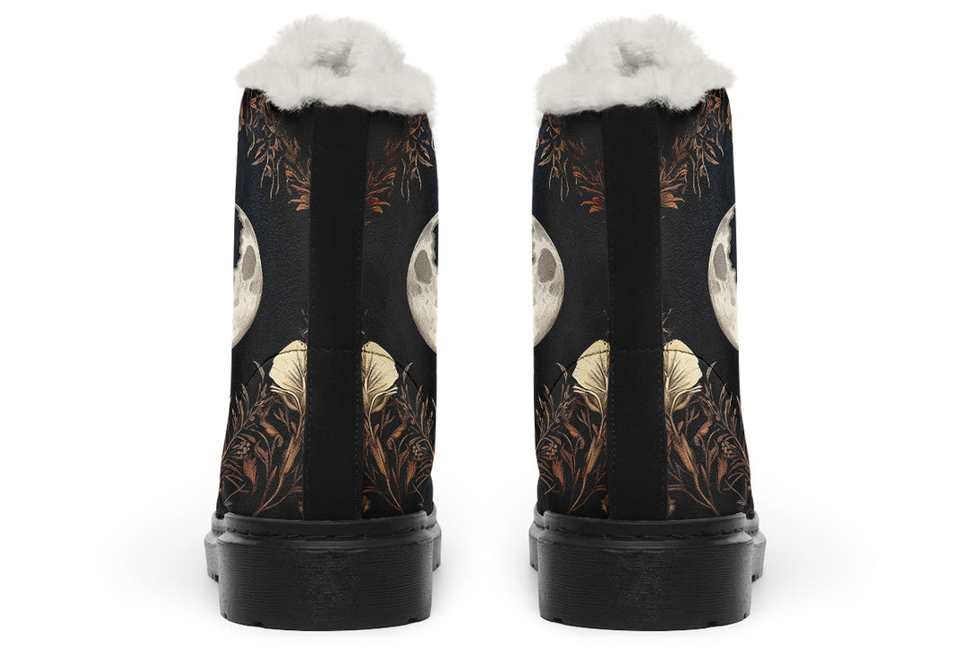 Crescent Garden Winter Boots - Warm Micro-Suede Doc-Style Boots Lined with Vegan Wool