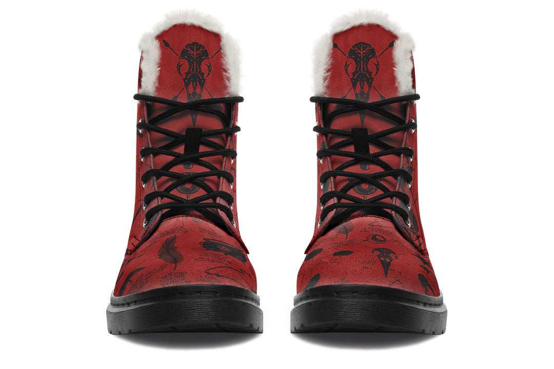 Crimson Raven Study Winter Boots - Warm Micro-Suede Doc-Style Boots Lined with Vegan Wool