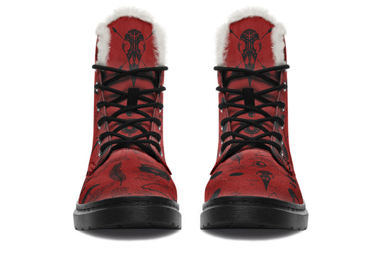 Crimson Raven Study Winter Boots - Warm Micro-Suede Doc-Style Boots Lined with Vegan Wool