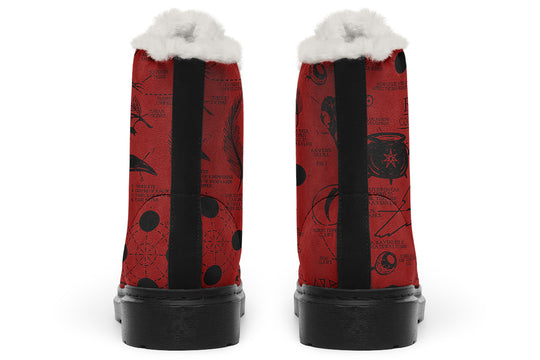 Crimson Raven Study Winter Boots - Warm Micro-Suede Doc-Style Boots Lined with Vegan Wool