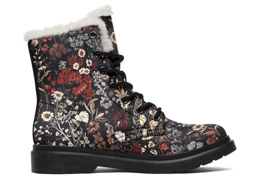 Dark Fairytale Winter Boots - Warm Micro-Suede Doc-Style Boots Lined with Vegan Wool