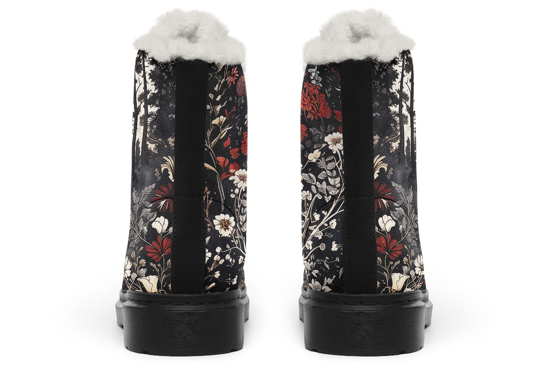 Dark Fairytale Winter Boots - Warm Micro-Suede Doc-Style Boots Lined with Vegan Wool