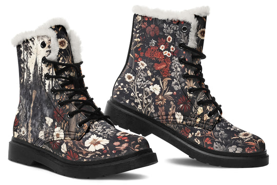 Dark Fairytale Winter Boots - Warm Micro-Suede Doc-Style Boots Lined with Vegan Wool