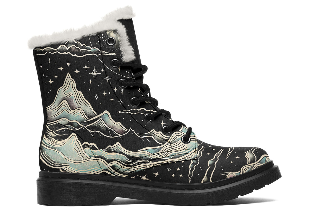 Dawn Star Winter Boots - Warm Micro-Suede Doc-Style Boots Lined with Vegan Wool