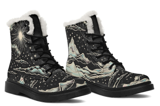 Dawn Star Winter Boots - Warm Micro-Suede Doc-Style Boots Lined with Vegan Wool