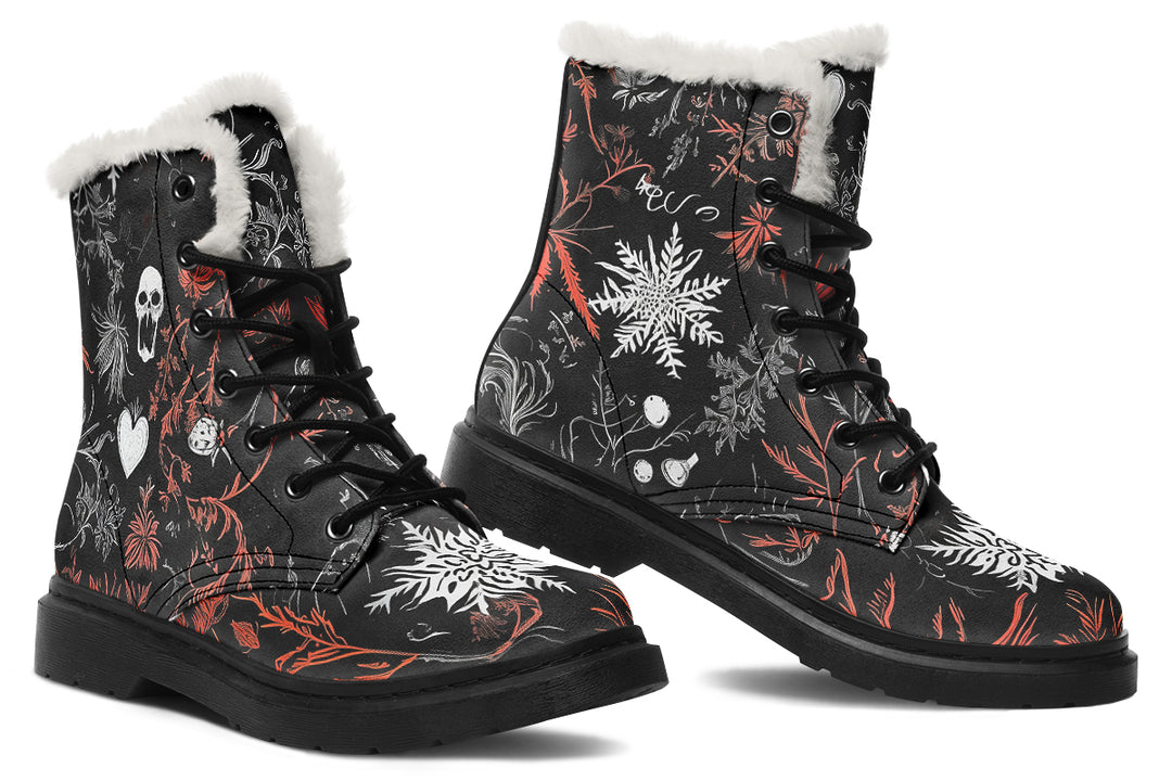 Dead of Winter Winter Boots - Warm Micro-Suede Doc-Style Boots Lined with Vegan Wool