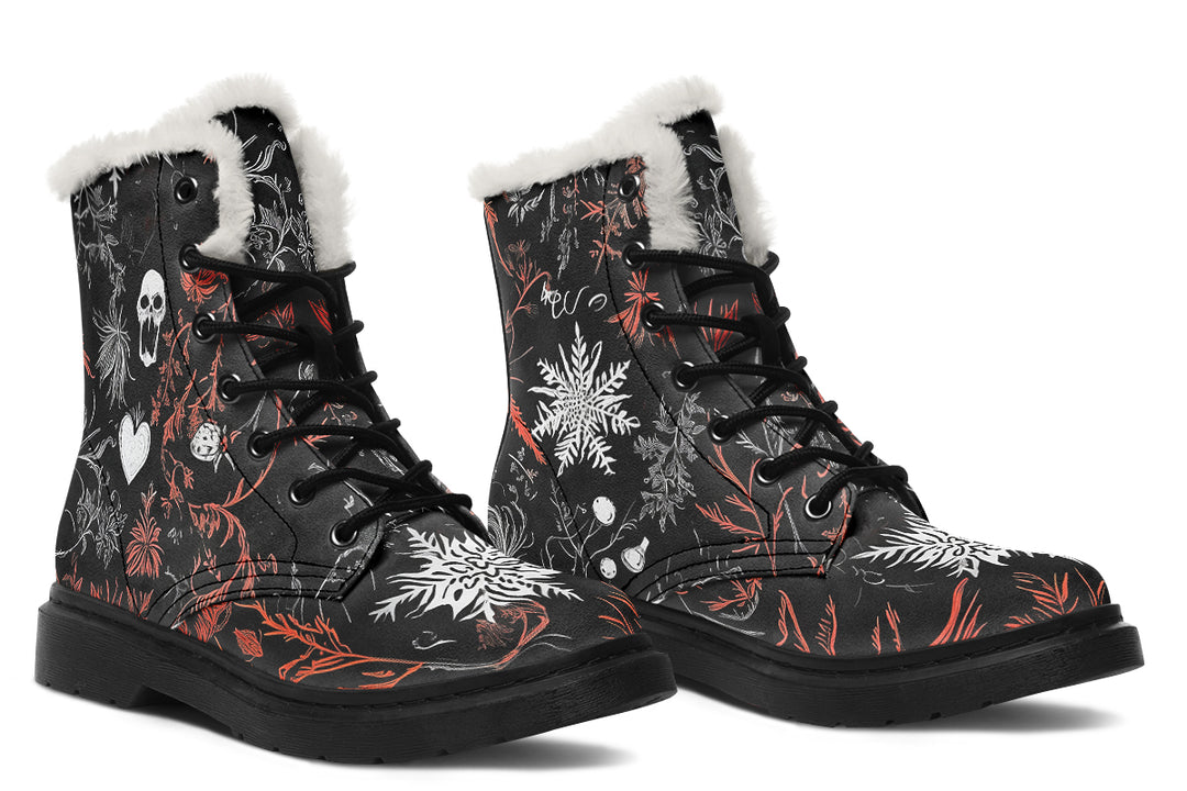 Dead of Winter Winter Boots - Warm Micro-Suede Doc-Style Boots Lined with Vegan Wool