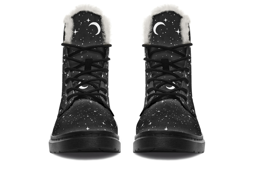 Death Tarot Winter Boots - Warm Micro-Suede Doc-Style Boots Lined with Vegan Wool