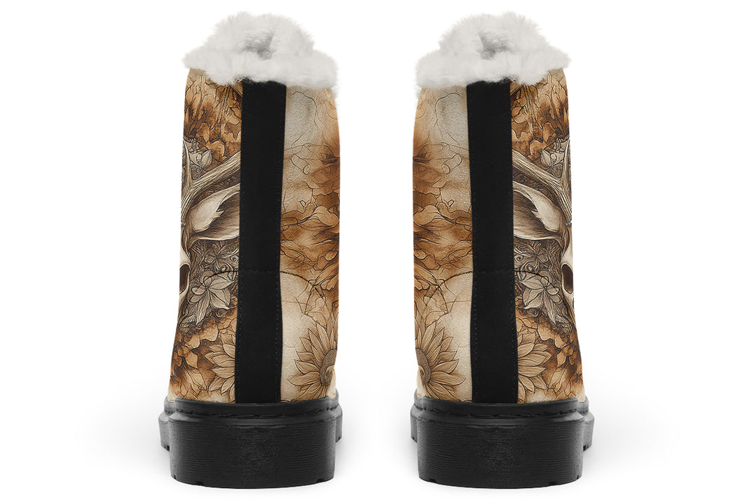 Deathhart Mandala Winter Boots - Warm Micro-Suede Doc-Style Boots Lined with Vegan Wool