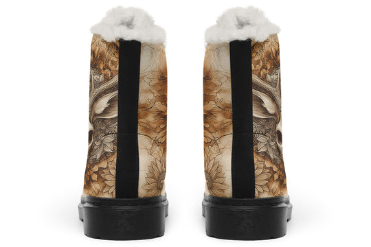 Deathhart Mandala Winter Boots - Warm Micro-Suede Doc-Style Boots Lined with Vegan Wool