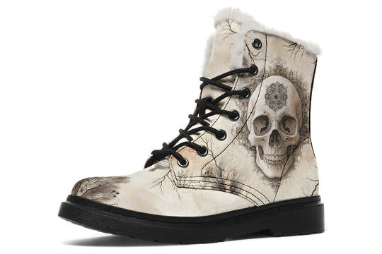 Deathmark Mandala Winter Boots - Warm Micro-Suede Doc-Style Boots Lined with Vegan Wool