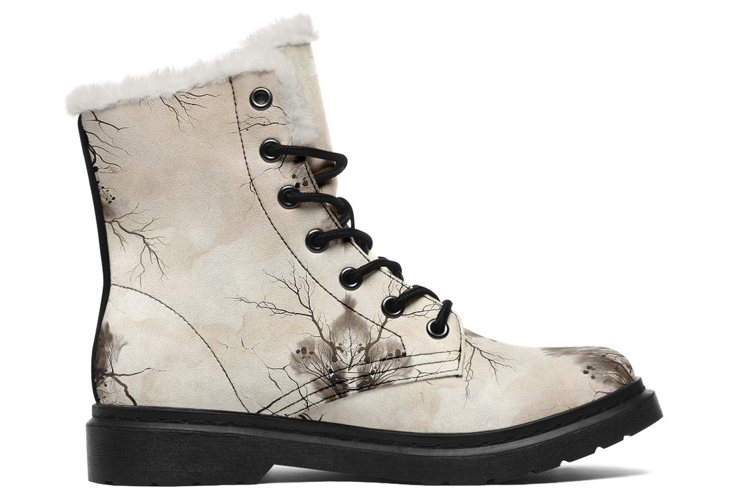 Deathmark Mandala Winter Boots - Warm Micro-Suede Doc-Style Boots Lined with Vegan Wool