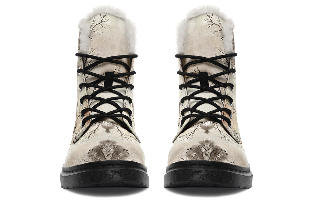 Deathmark Mandala Winter Boots - Warm Micro-Suede Doc-Style Boots Lined with Vegan Wool