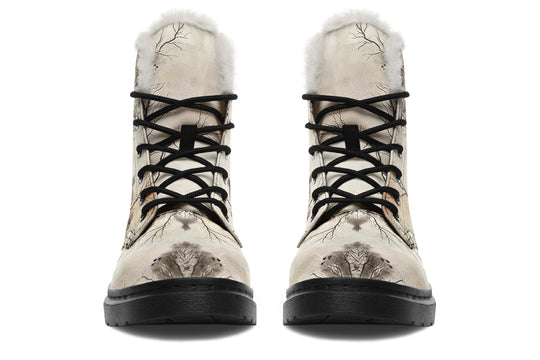 Deathmark Mandala Winter Boots - Warm Micro-Suede Doc-Style Boots Lined with Vegan Wool