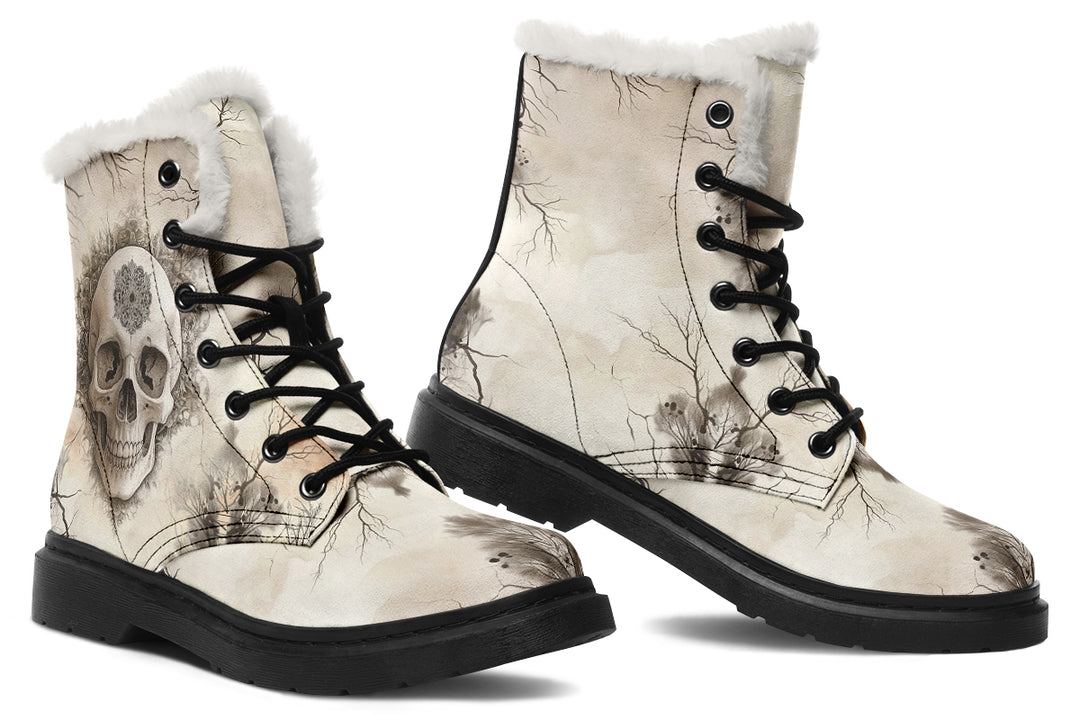 Deathmark Mandala Winter Boots - Warm Micro-Suede Doc-Style Boots Lined with Vegan Wool