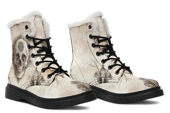 Deathmark Mandala Winter Boots - Warm Micro-Suede Doc-Style Boots Lined with Vegan Wool