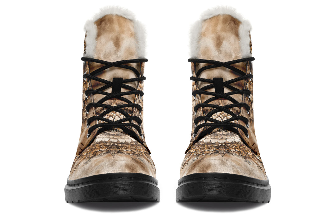 Deathwhisper Mandala Winter Boots - Warm Micro-Suede Doc-Style Boots Lined with Vegan Wool