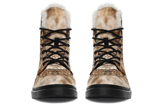 Deathwhisper Mandala Winter Boots - Warm Micro-Suede Doc-Style Boots Lined with Vegan Wool