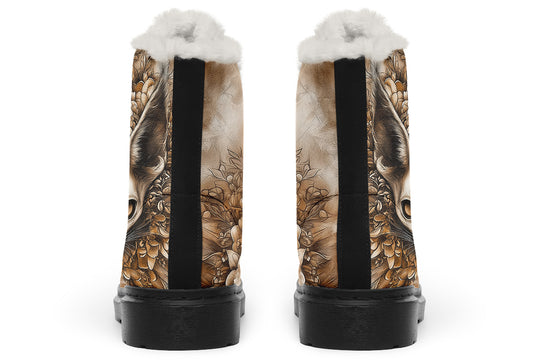 Deathwhisper Mandala Winter Boots - Warm Micro-Suede Doc-Style Boots Lined with Vegan Wool