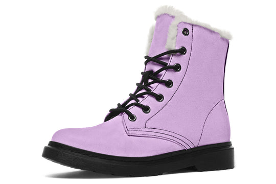 Digital Lavender Winter Boots - Warm Micro-Suede Doc-Style Boots Lined with Vegan Wool