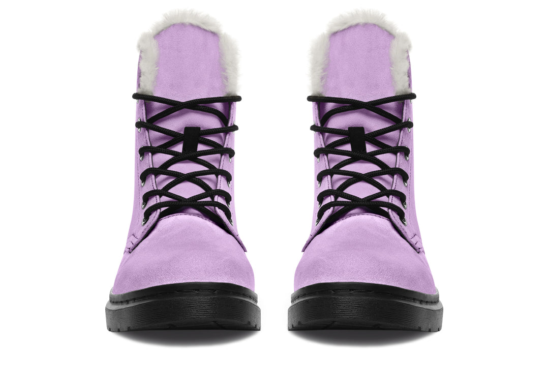 Digital Lavender Winter Boots - Warm Micro-Suede Doc-Style Boots Lined with Vegan Wool