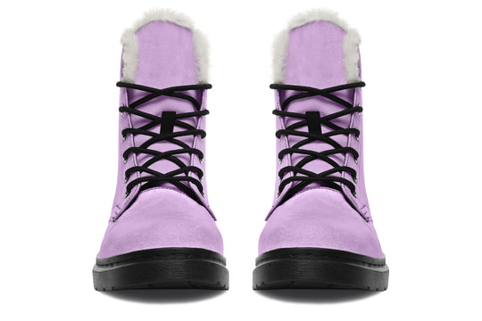 Digital Lavender Winter Boots - Warm Micro-Suede Doc-Style Boots Lined with Vegan Wool