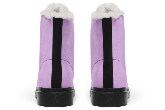 Digital Lavender Winter Boots - Warm Micro-Suede Doc-Style Boots Lined with Vegan Wool