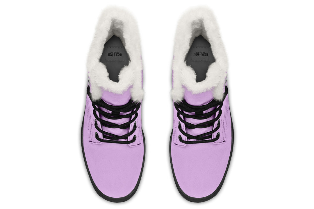 Digital Lavender Winter Boots - Warm Micro-Suede Doc-Style Boots Lined with Vegan Wool