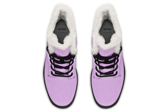 Digital Lavender Winter Boots - Warm Micro-Suede Doc-Style Boots Lined with Vegan Wool