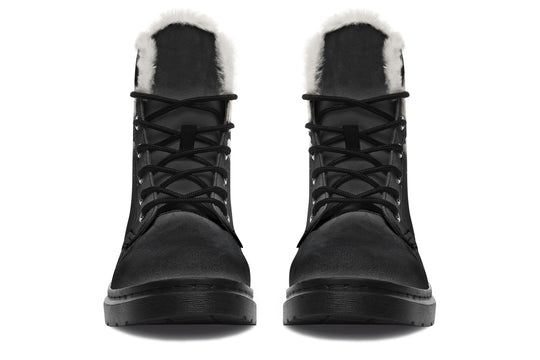 Doom Raven Winter Boots - Warm Micro-Suede Doc-Style Boots Lined with Vegan Wool