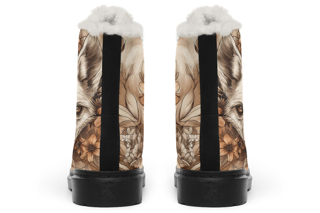 Dreadfang Mandala Winter Boots - Warm Micro-Suede Doc-Style Boots Lined with Vegan Wool