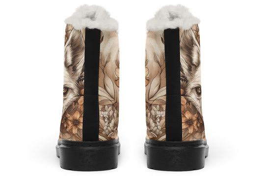 Dreadfang Mandala Winter Boots - Warm Micro-Suede Doc-Style Boots Lined with Vegan Wool