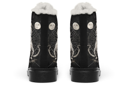 Eclipse Cat Winter Boots - Warm Micro-Suede Doc-Style Boots Lined with Vegan Wool