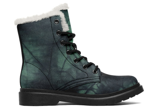 Emerald Fog Winter Boots - Warm Micro-Suede Doc-Style Boots Lined with Vegan Wool