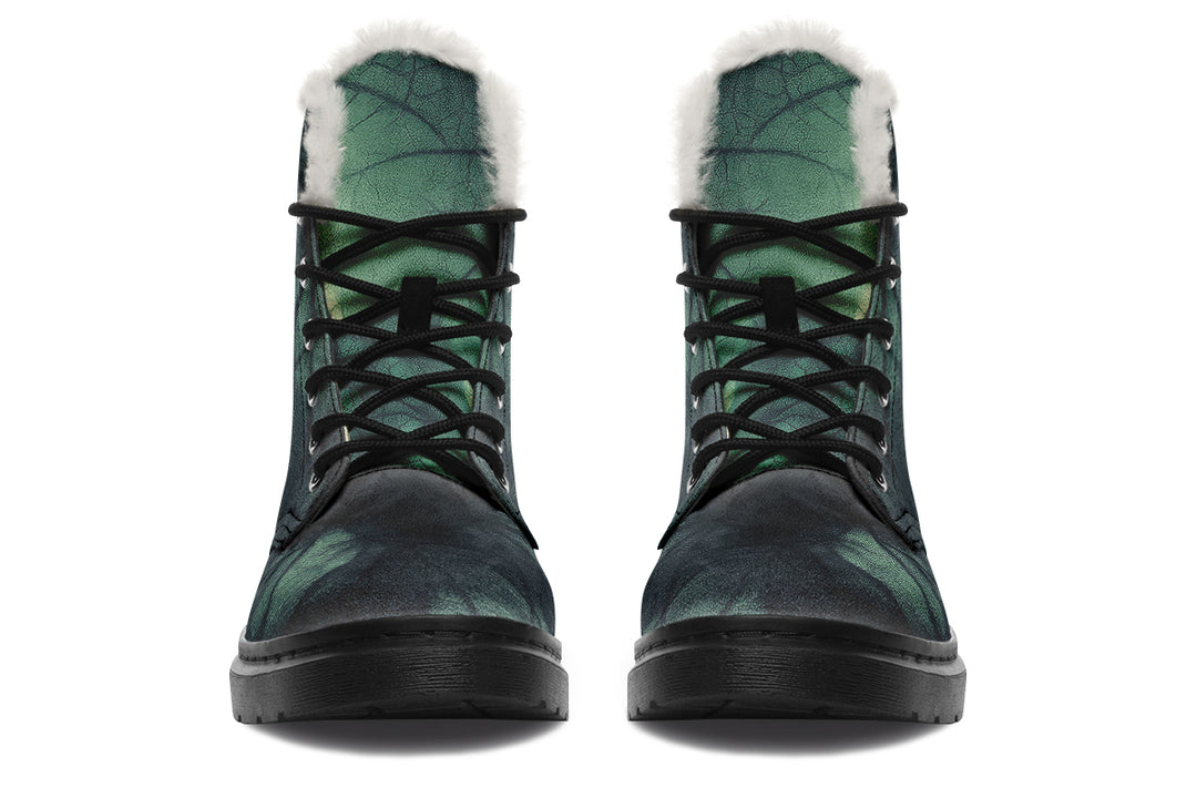 Emerald Fog Winter Boots - Warm Micro-Suede Doc-Style Boots Lined with Vegan Wool