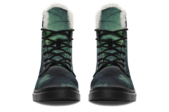 Emerald Fog Winter Boots - Warm Micro-Suede Doc-Style Boots Lined with Vegan Wool