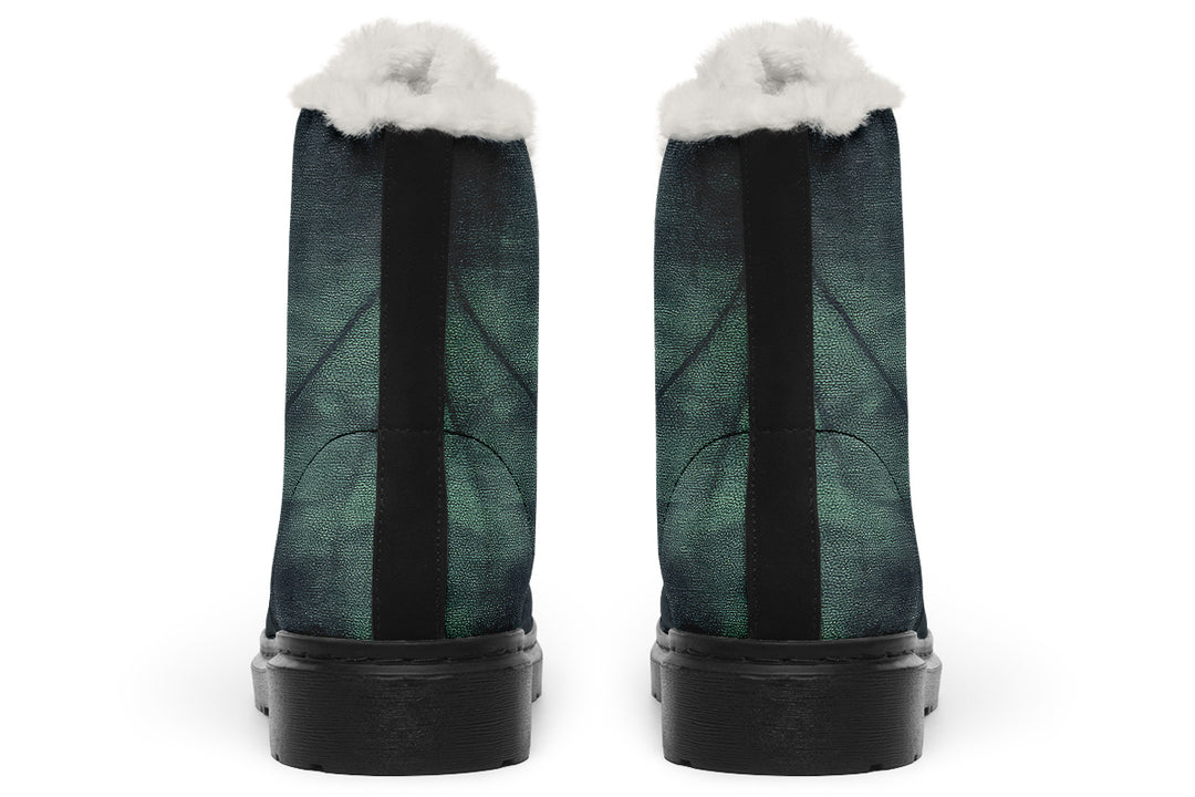 Emerald Fog Winter Boots - Warm Micro-Suede Doc-Style Boots Lined with Vegan Wool