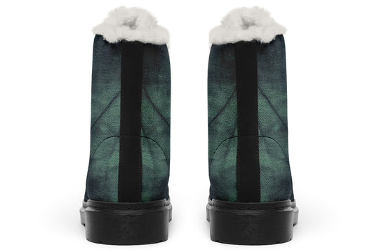 Emerald Fog Winter Boots - Warm Micro-Suede Doc-Style Boots Lined with Vegan Wool