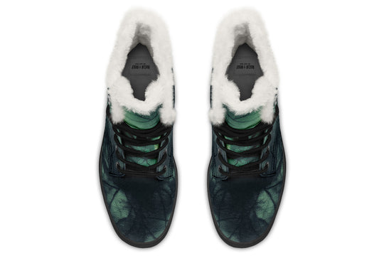 Emerald Fog Winter Boots - Warm Micro-Suede Doc-Style Boots Lined with Vegan Wool