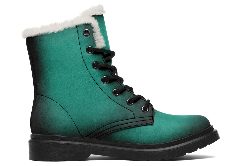 Enchanted Emerald Winter Boots - Warm Micro-Suede Doc-Style Boots Lined with Vegan Wool